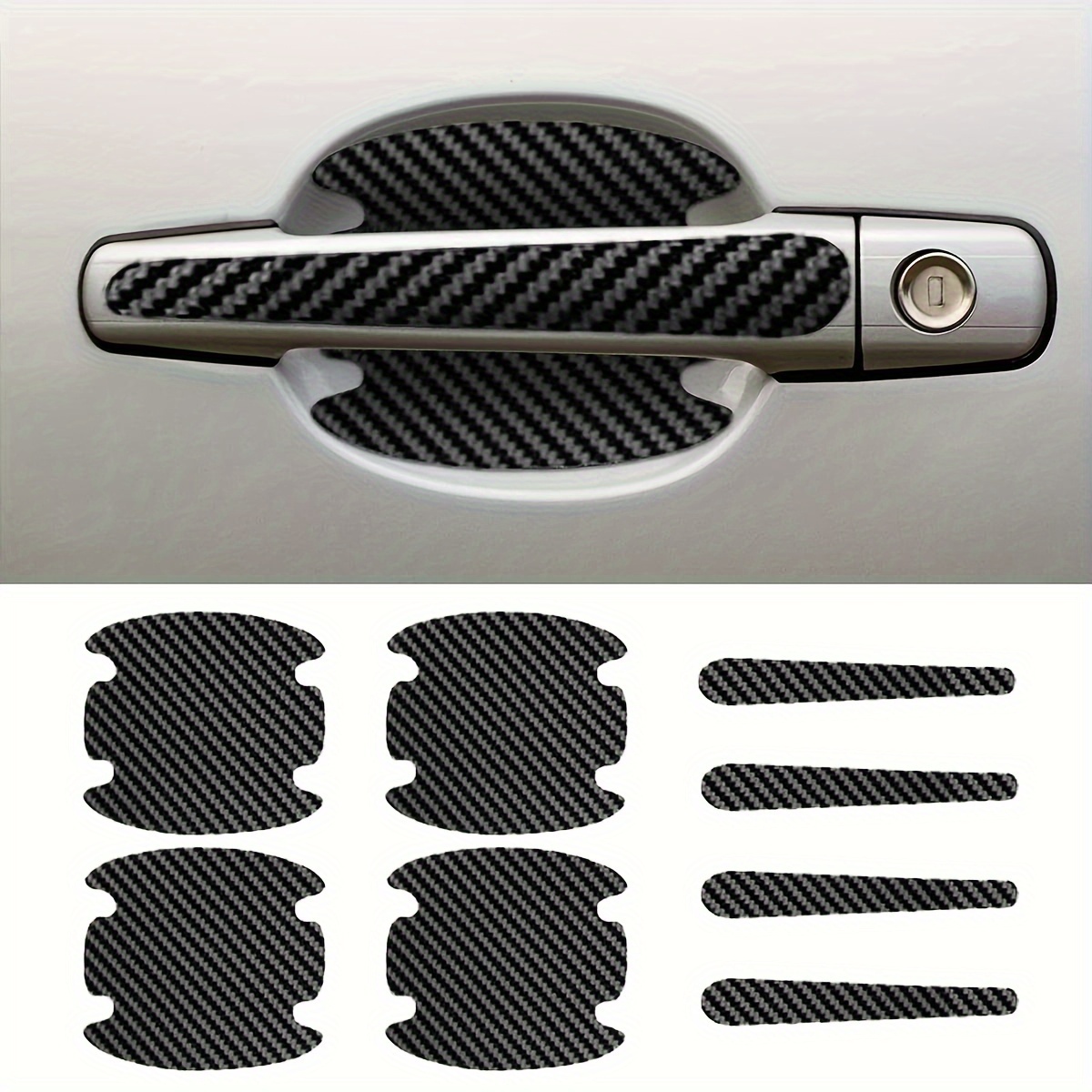 

8-piece Carbon Fiber Car Door Handle Protectors - Anti-scratch Covers For Enhanced Paint Protection