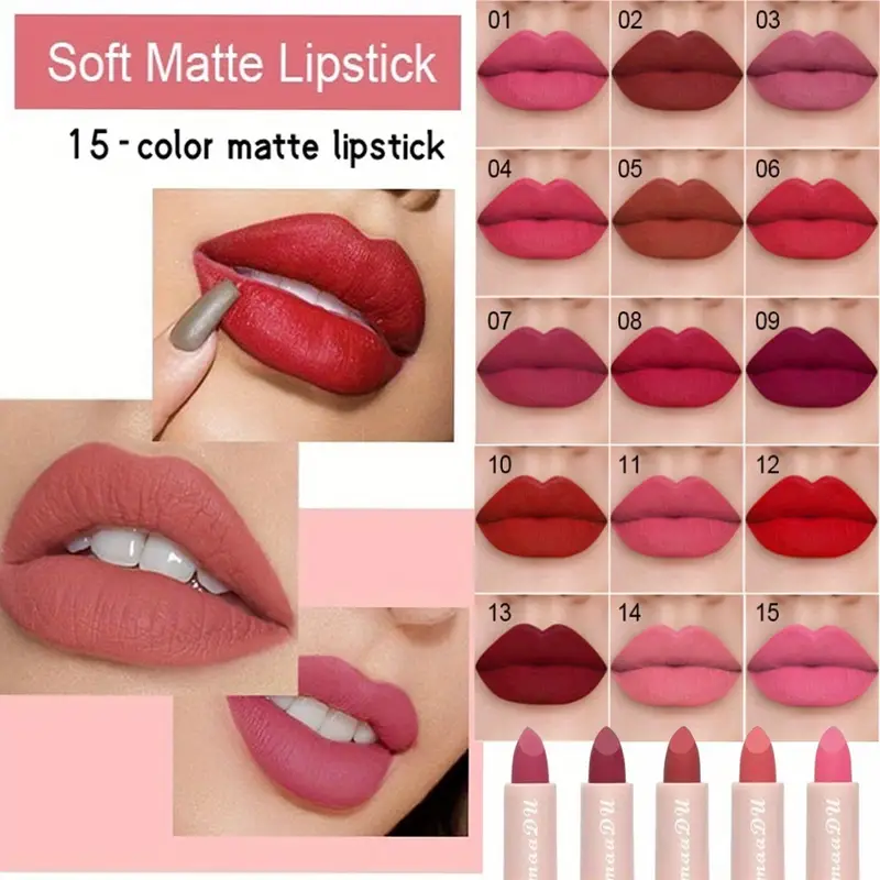 15 colors matte lip glaze set 24h waterproof long lasting lipstick kit case 5 pack non drying lip gloss for wedding party daily details 6