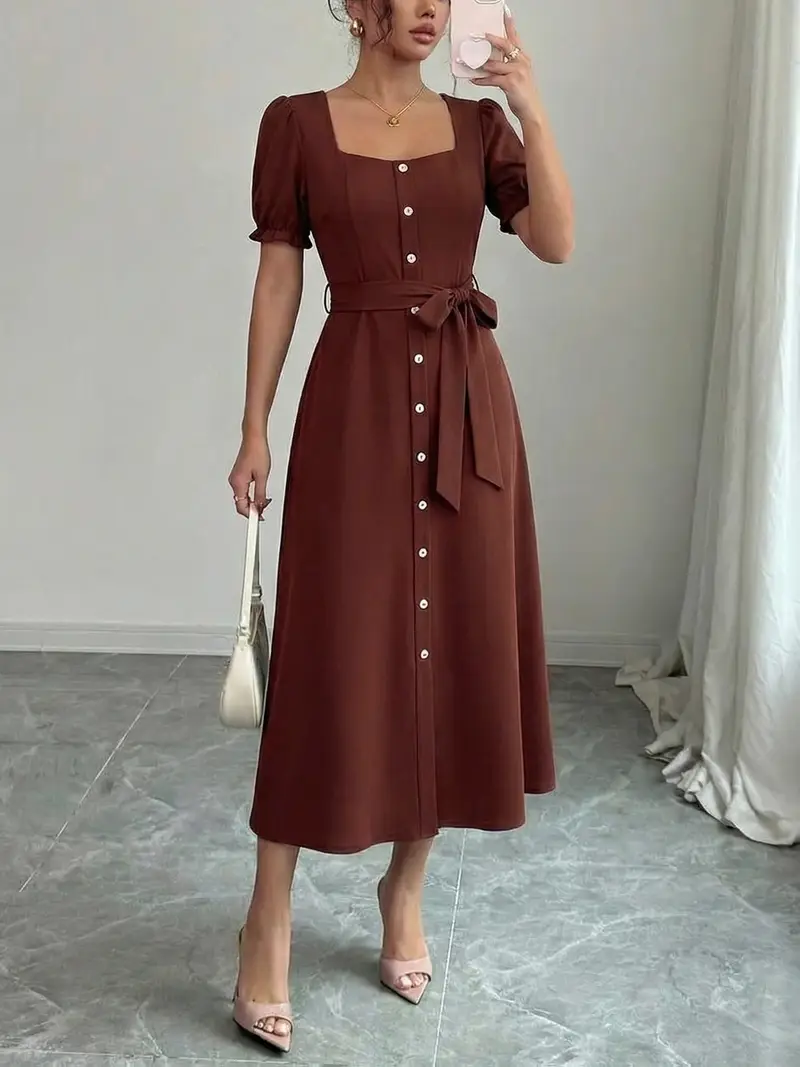 beautiful ladies dress french retro elegant square neck - Temu Mauritius beautiful ladies dress french retro elegant square neck - Temu Mauritius