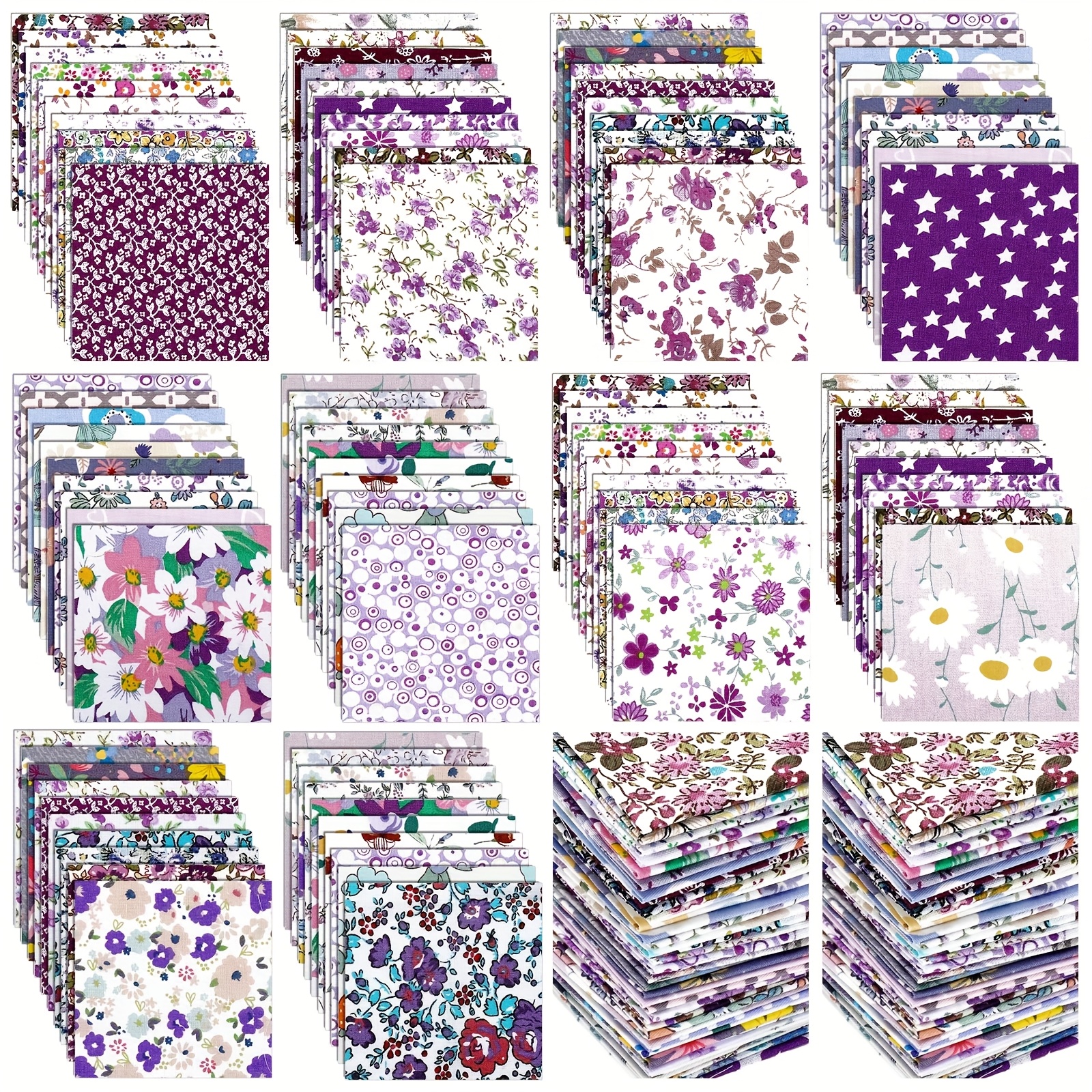 TEMU 600pcs 5 X 5 Floral Fabric Fat Quarters Bundles Precut Fabric Square Printed Strips Quilting For Summer Holiday Craft Sewing , Graduation Season