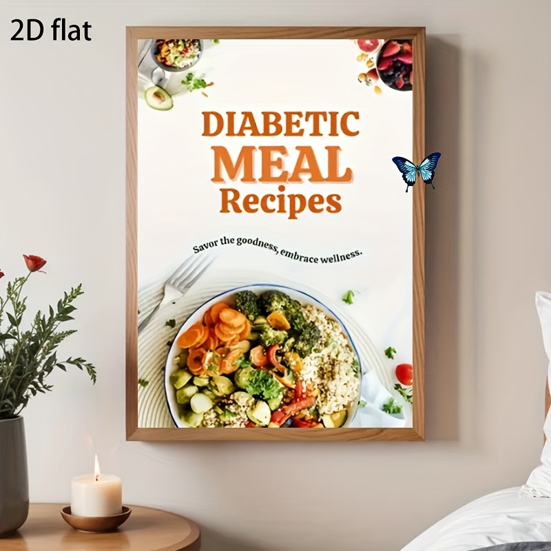 TEMU Livre de recettes rétro pour diabétiques et planificateur de repas, liste d'aliments à faible teneur en sucre et faible en glucides, guide des