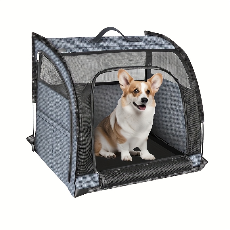 1pc Roll Up Dog Cage Single Cage, Pet Folding Dog Cage For And Medium Dogs, Breathable Net, 3 Doors Portable Dog Crate, Non-slip And Wear- Fabric, Suitable For Travel