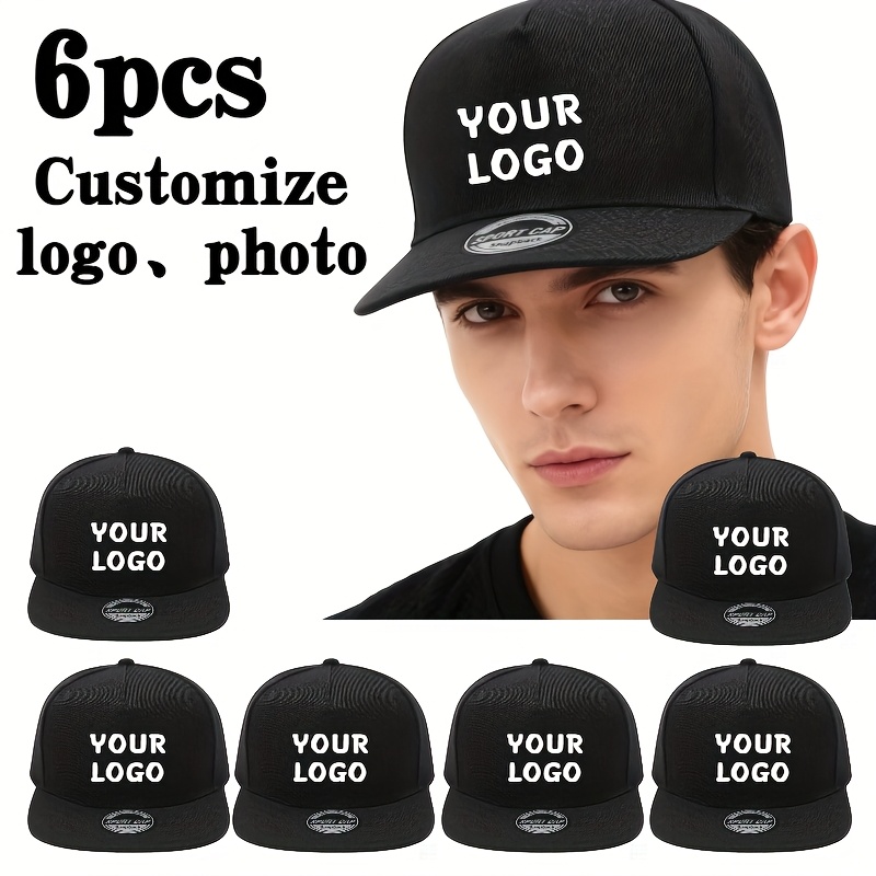 6pcs Customizable Hip-Hop Style Hats for Weddings & Vacations