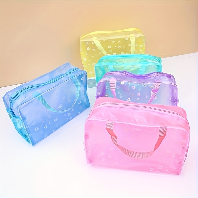 TEMU Great ! Random Color Large-capacity Pvc Travel Bag 5pcs Set, High Quality And Transparent Toilet Bag Zipper Closed Cosmetics And Additions, Easy