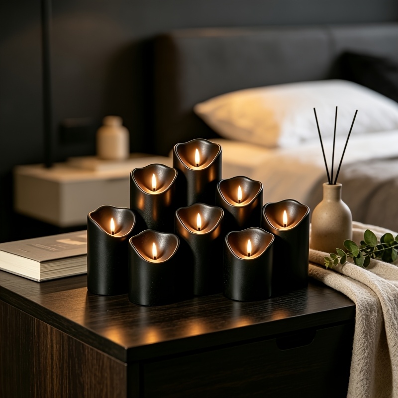 Image of Nimiko 8 Pack Flameless Led Pillar Candles With Remote Timer Dimmable 5 Sizes Battery Operated Candles For Indoor Home Halloween Birthday Wedding Decor Batteries Not Included