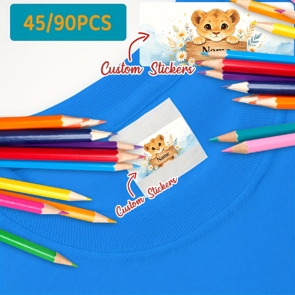 Personalized Little Lion Watercolor Name Stickers
