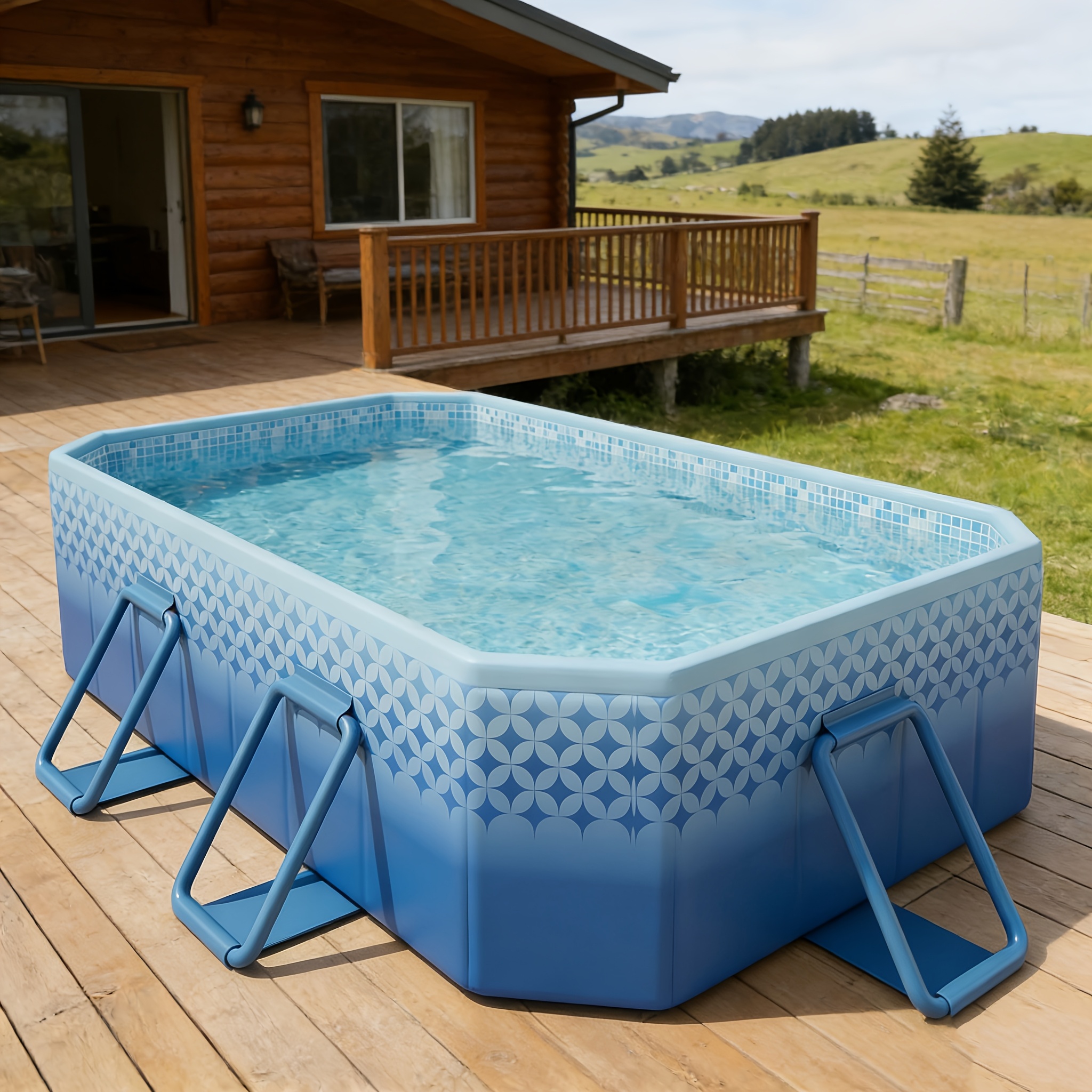 Large Capacity Adult Pool, Sturdy Non-Inflatable Frame Pool for Outdoor Parties