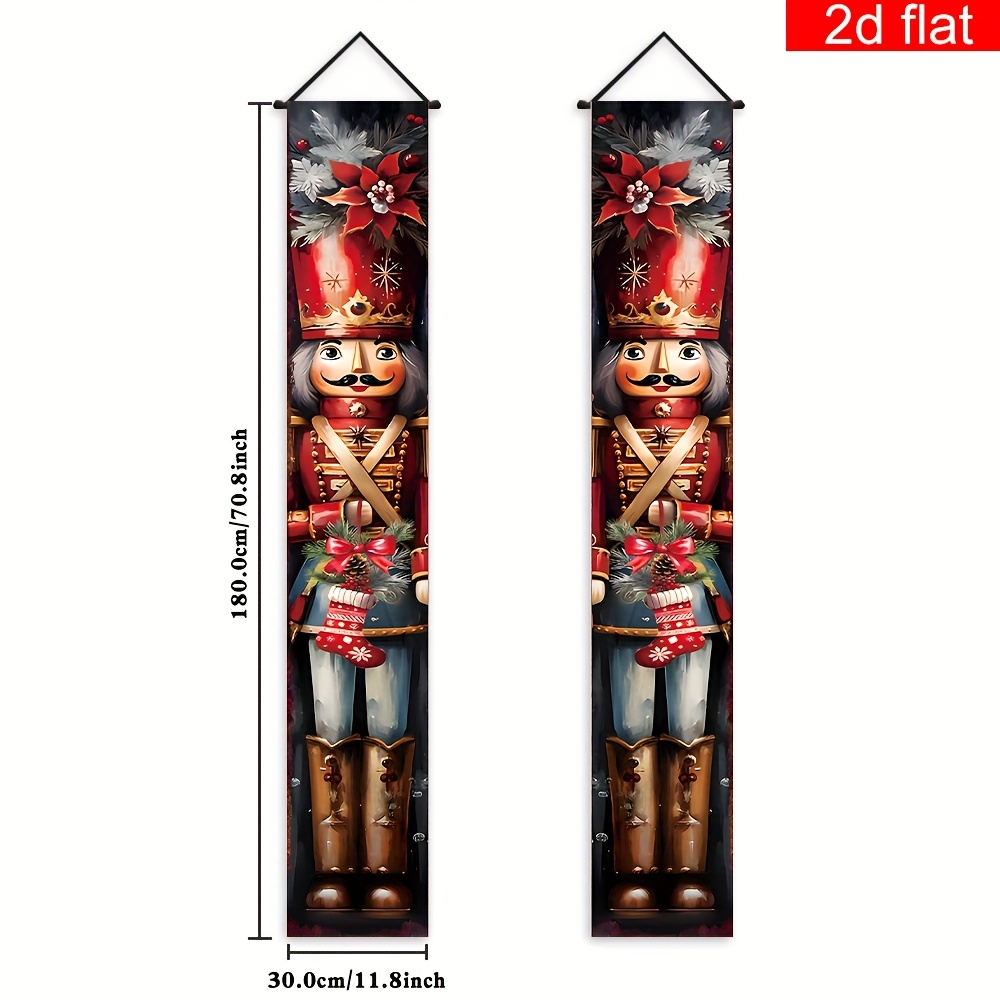 TEMU 2d Flat, 2d Flat - 2d Flat, 2d Flat - 2d Flat Banner, A Pair, Nutcracker Couplet Banner, Made Of Polyester, Christmas And New Year Party Sign,