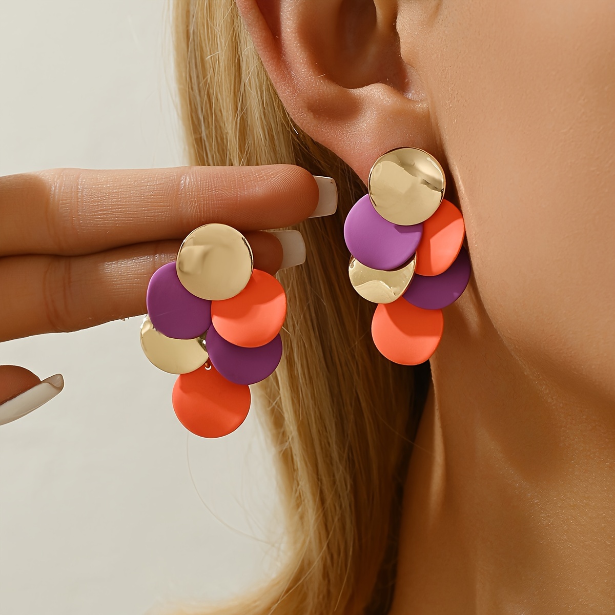 

Geometric Round Dangle Earrings Niche Design Metal Ear Piercing Jewelry Decoration For Women Daily Wear