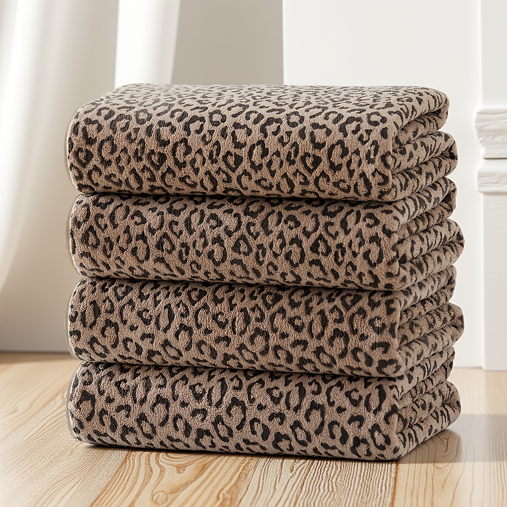 TEMU Lot de 4 serviettes de bain imprimées avec absorption et