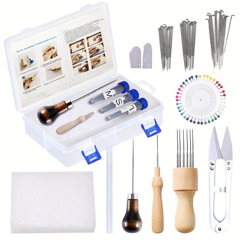 

Felting Kit With 60 Needles, Foam Pad & Wooden Handle - Ideal For Diy , Scissors Included