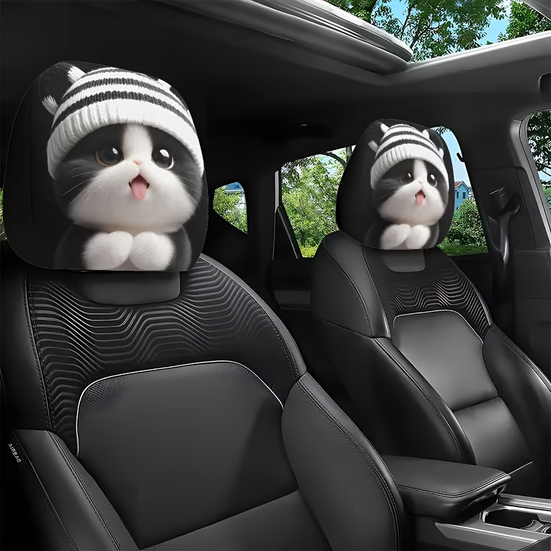 TEMU 2 Adorable Striped Knitted Covers For Car Headrests, Perfect For Decorating Your Vehicle. Are Versatile And Ideal For Long , Making A Thoughtful