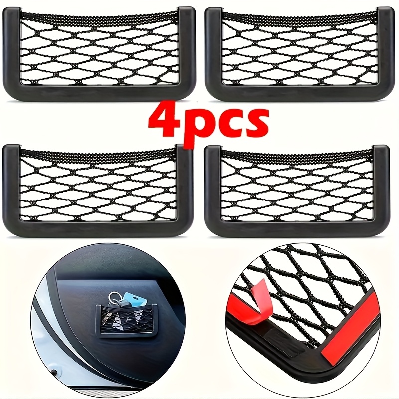 2 Tasche A Rete Elastiche Per Bagagliaio Auto – 35x25 Cm, In Nylon, Con Velcro Per Schienale Sedili E Baule