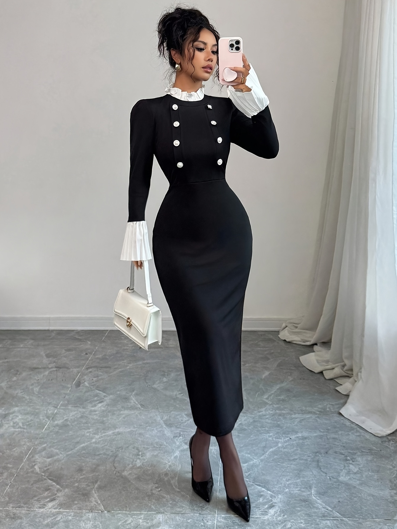 elegant sophisticated black dress a neckline color