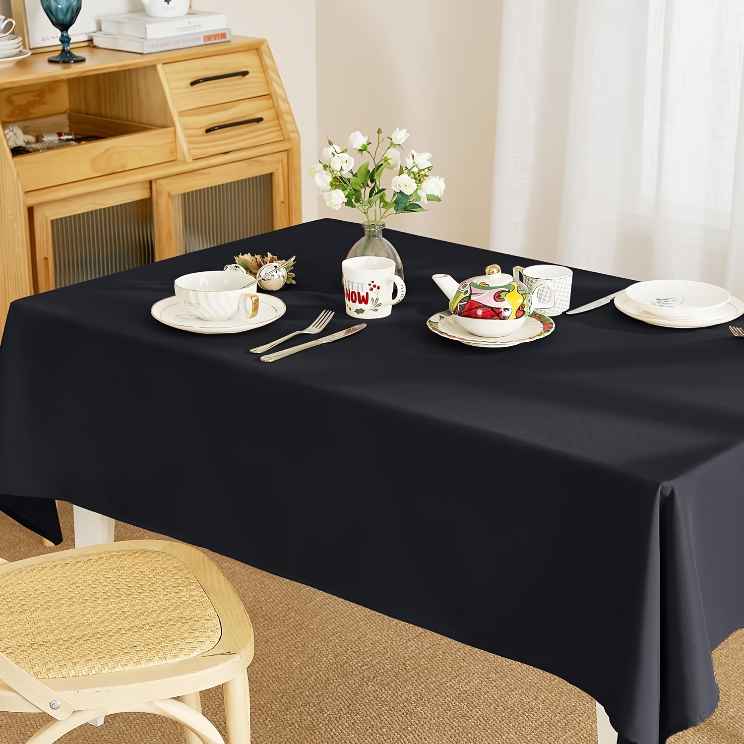 

4pcs, Disposable Plastic, Black, Waterproof And Oil-proof, Party Tablecloth, Disposable Tablecloth, Tablecloth, Plastic Tablecloth, Black Tablecloth, Home Decoration, Party Decoration