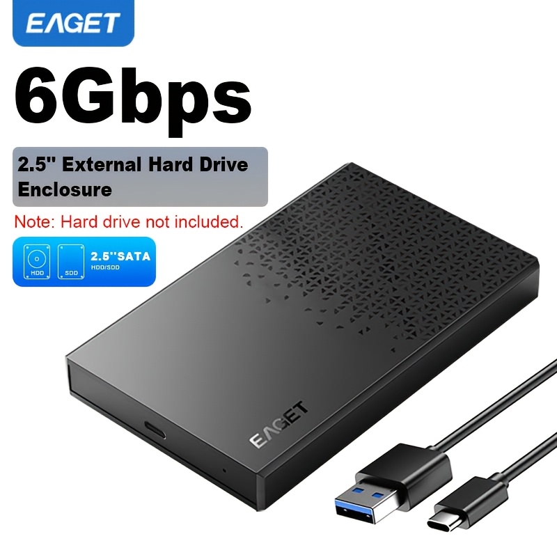 TEMU 1 шт. E60 2.5' Корпус для жорсткого диска USB 3.0 до SATA Адаптер без інструментів Підтримує 2.5-дюймовий SSD 7/9.5 мм Зовнішній корпус для