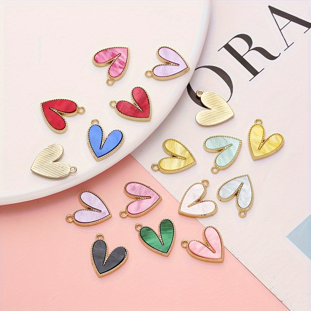

4pcs Alloy Heart Charms, Enamel Love Pendant For Making, Assorted Colors Craft Supplies