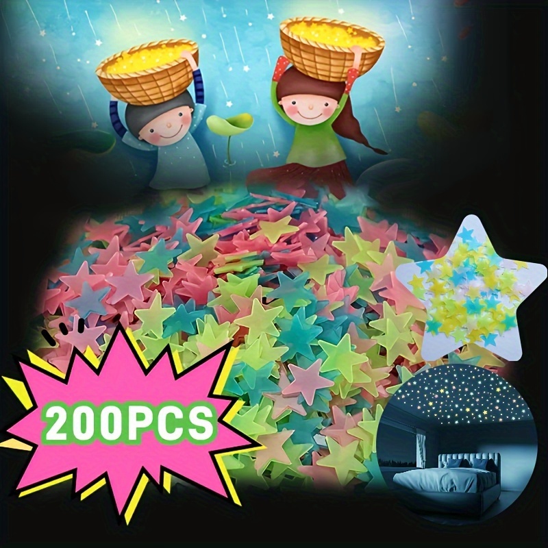 

200pcs -the-dark Stars - Reusable, Self-adhesive Stickers For Ceiling & Wall Decor