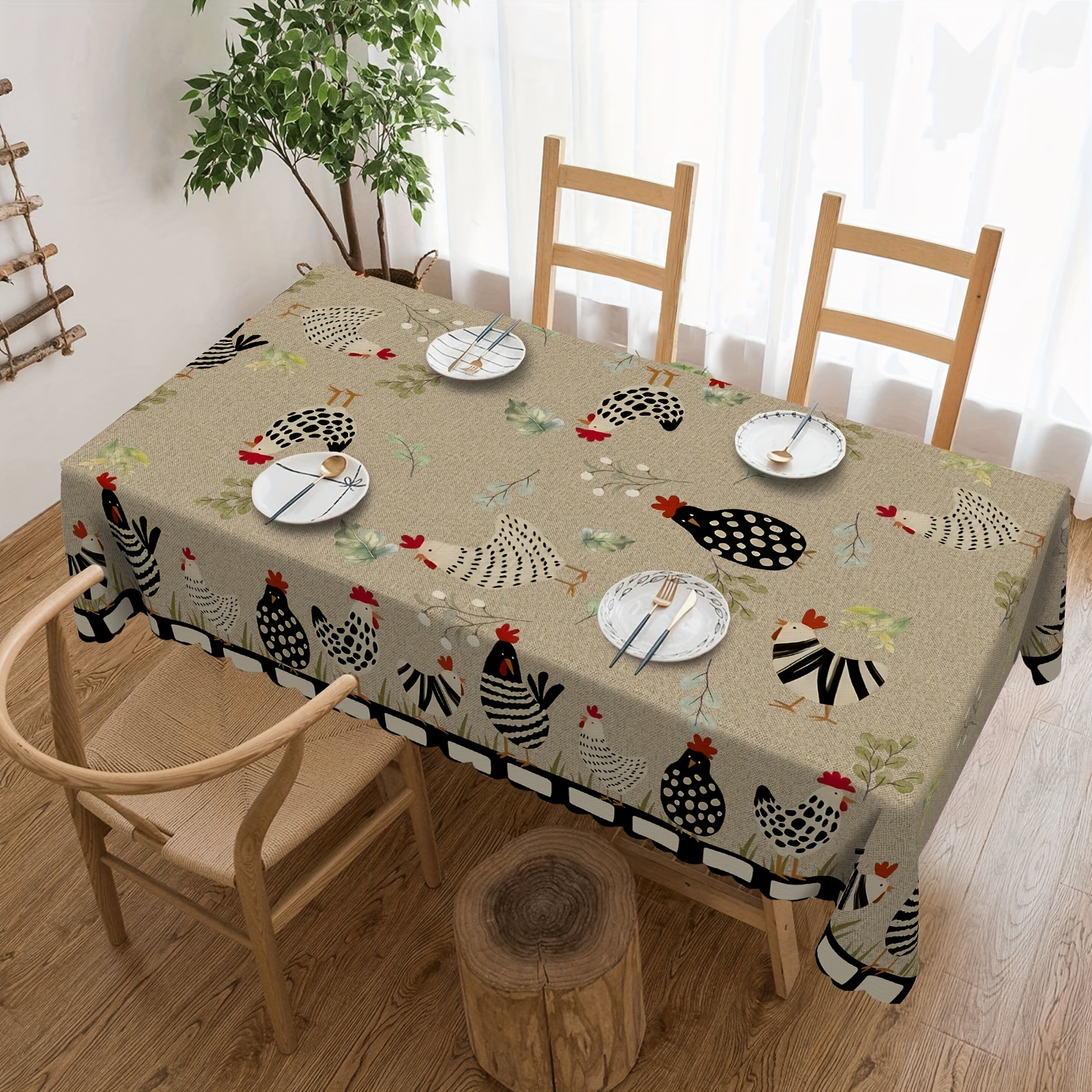 1pc Rectangular Tablecloth, Spring And Summer Tablecloth, Table Cover, Rooster Tablecloth, For Decorating Home Kitchens, Dining Rooms, Parties, Holidays, Gifts, Weddings, Indoors, Outdoors