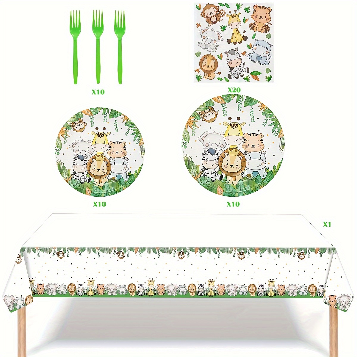 Vaisselle Jetable Avec Animaux De La Jungle, 20 Pièces, Décor De Fête D' anniversaire Sauvage, Fournitures De Fête En Forêt Pour Garçons, Mode en  ligne