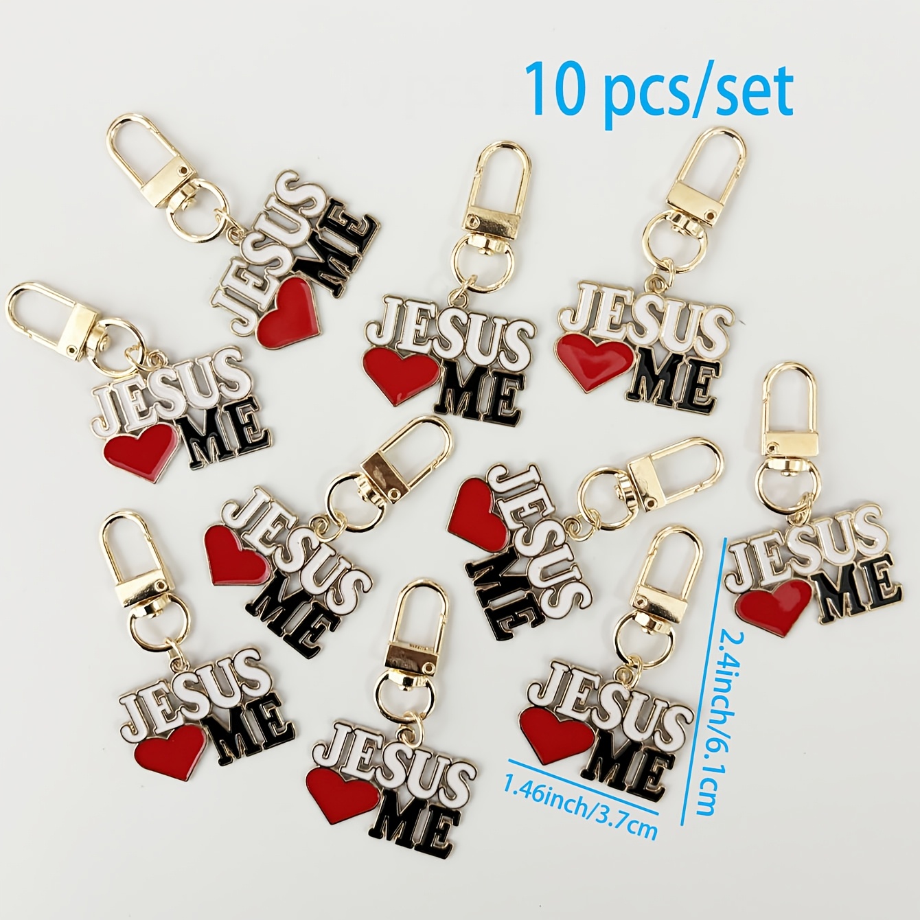 TEMU 10 pièces Porte-clés Pendentifs, Porte-clés en Alliage de , Charmes Lettres Chrétiennes en Alliage, Accessoires pour Clés de Voiture, Cadeaux