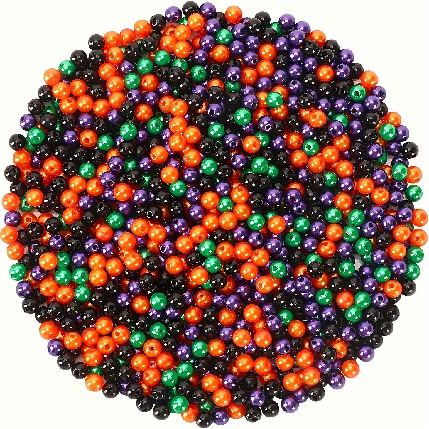 TEMU Lot de 200 perles QYWCTZ de 6 m, adaptées pour les perles d'Halloween - Perles rondes multicolores brillantes avec trous, perles de bricolage