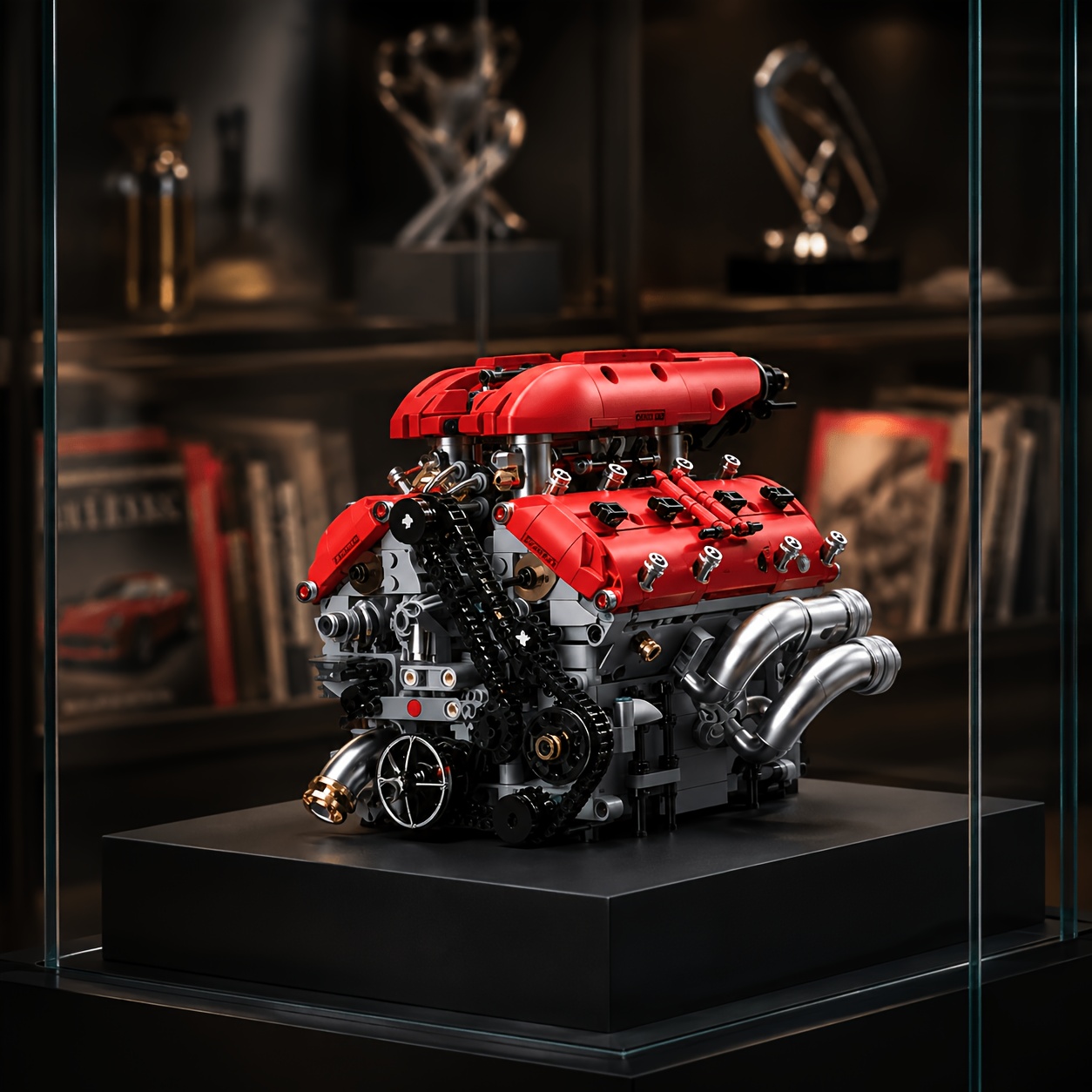 TEMU V8 Red And Model. It Of 1289/1370pcs, A Really Cool Male- Toy With A Mechanical Assembly Kit, Perfect For Adult Collectors, A Stem Display Piece