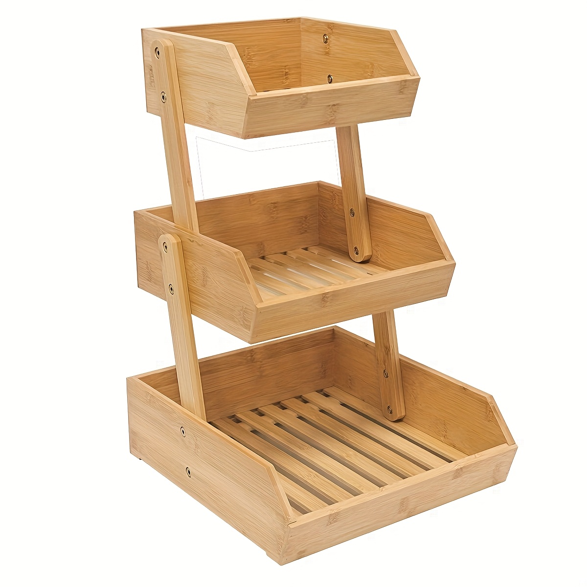 1pc double triple layer fruit basket elegant european bamboo kitchen storage rack double layer fruit vegetable bread basket with snack storage space minimalist   vintage style self     small