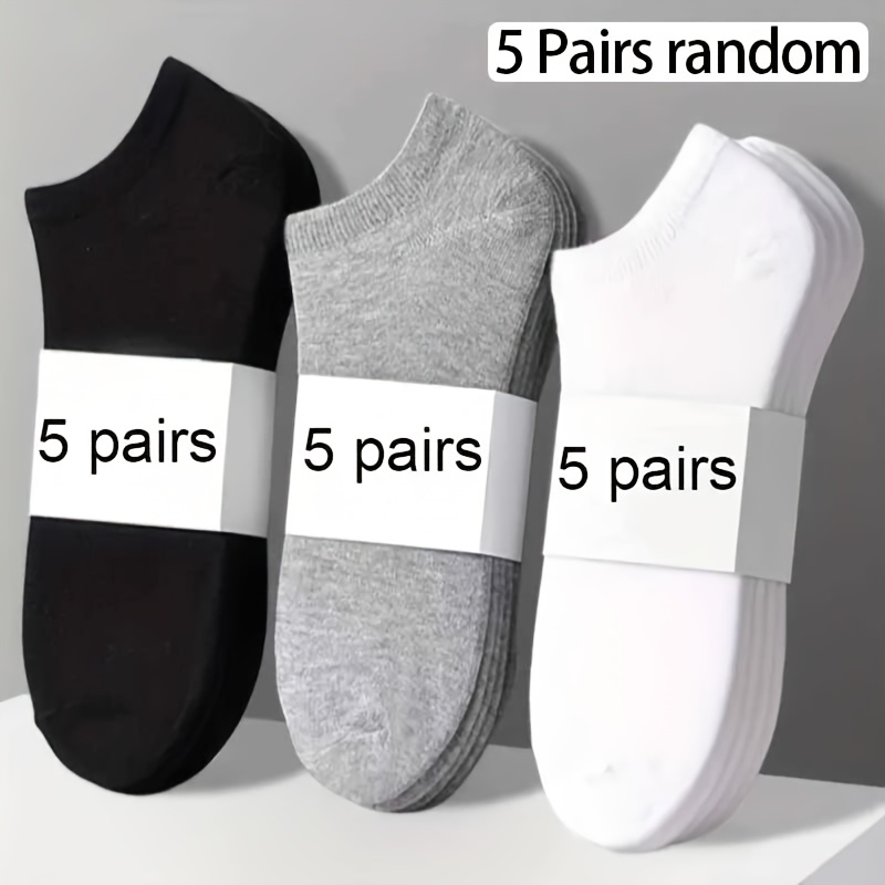 E-shop 5 Paar/5 Paar Zufälliges Packungsangebot Leichte, bequeme, atmungsaktive, kurz geschnittene Socken, geeignet für Damen und Herren zum Laufen,