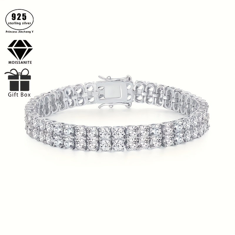 Image of 925 Silvery Luxury Elegant Wind Moissanite Bracelet For Ladies, Couples Anniversary Gift, Christmas Gift, Mother's Day Gift, Fashion Everything, Sparkle, Hypoallergenic, Gift Box