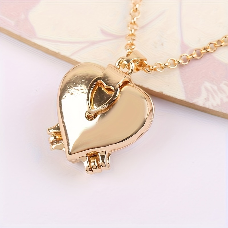 TEMU Retro 3d Heart-shaped Multi-layered Picture Frame Photo Box Necklace Pendant, Handmade Photo Pendant Necklace, Valentine's Day Gift, Valentine's Day Gift