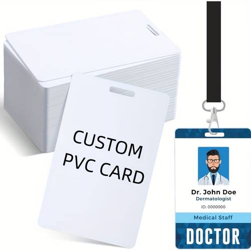30pcs customizable pvc id badges personalized name holders with lanyard durable pvc plastic for office events conferences staff guests office accessories customizable design id holders for badges