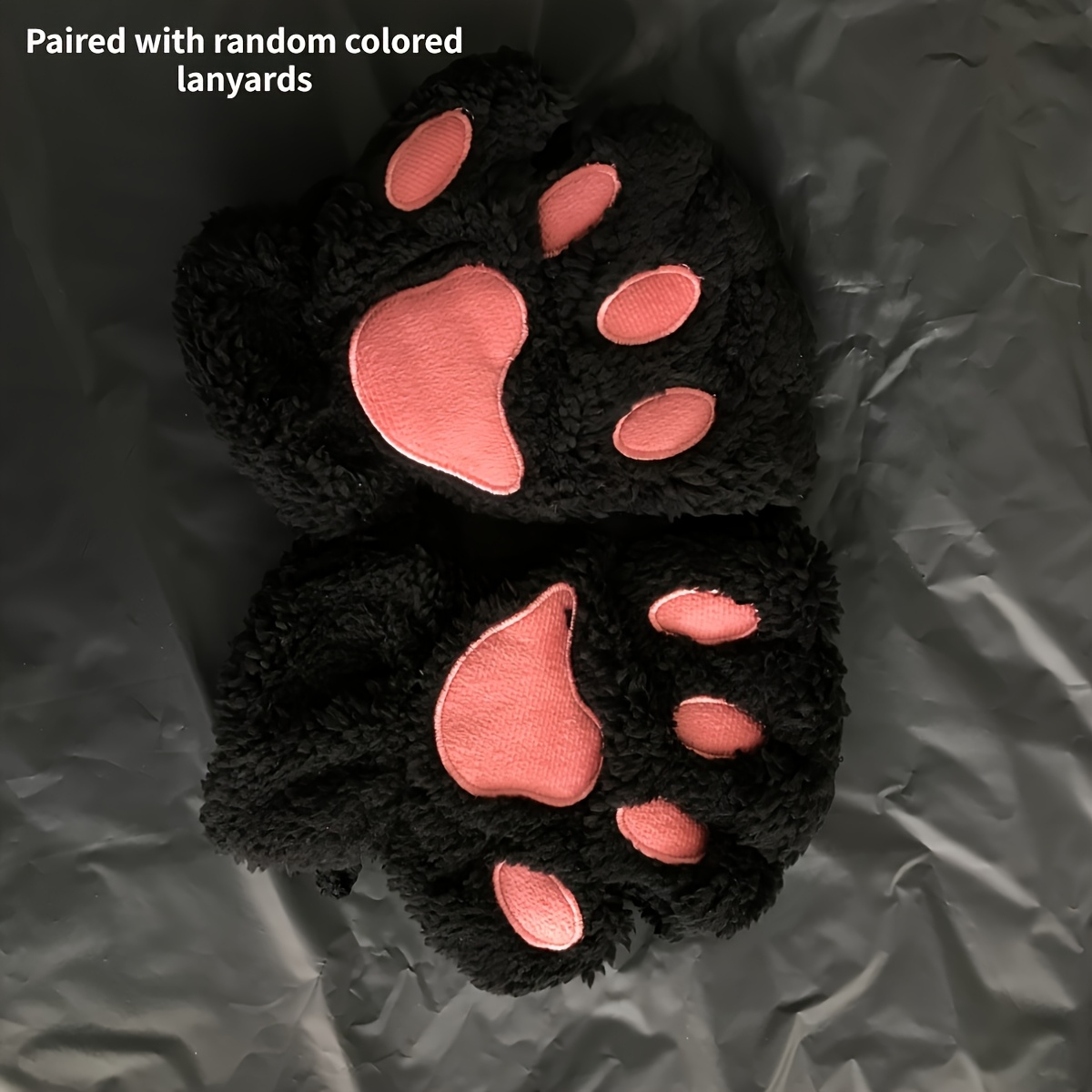 Image of Women's Design Plush Winter Gloves - Half Finger Warm Gloves For Office, Cycling And Outdoor Activities, Cuffs, Hand Washable, Cute , Comfortable And