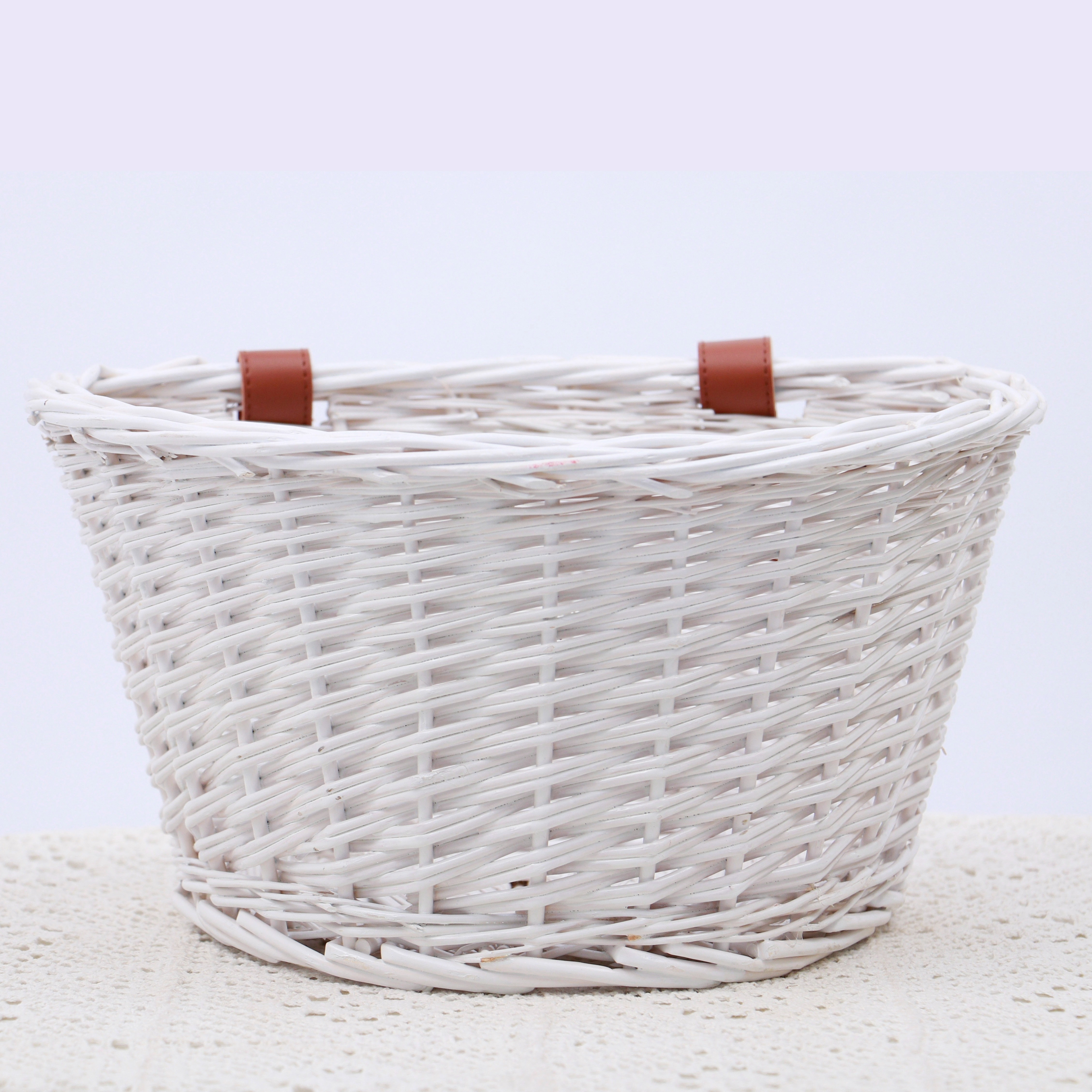 Handwoven Front Bicycle Basket, Suitable for All Bicycles and Age Groups, Brown Stylish Faux Leather, Shelf Baskets