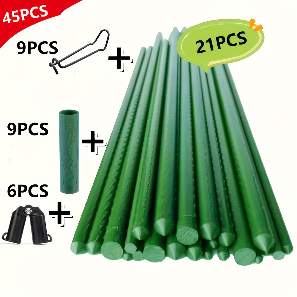 TEMU 45pcs/ Set Plant Climbing Rods, 21pcs Rods And 9pcs Connectors And 9pcs Clips And 6pcs B-shaped Forks, For Climbing And Supporting , Vegetables,