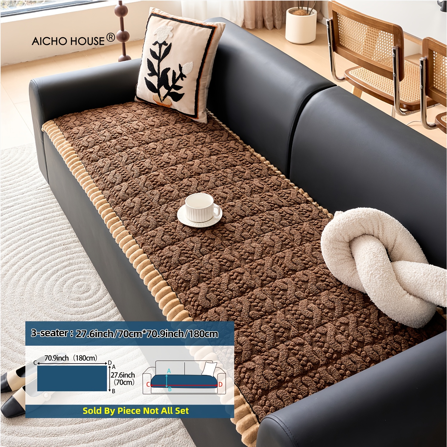 E-shop Exquisit Jacquard-gewebtes Sofakissen | Weiches Shu-Velours, zarte Kanten, geeignet für alle Sofatypen, hellt den auf, schützt den Sofa,
