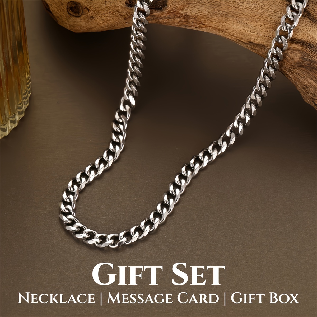 Personalized Cuban Necklace with Card & Gift Box, Custom Gift