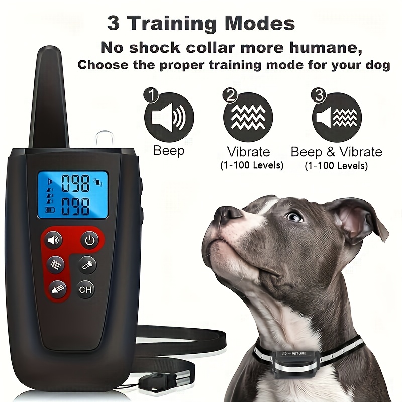 dog training collar with remote 3300ft range with out electric shock function   whistle and dog training clicker anti barking device 3   dog training usb charging suitable for 5 100lbs small medium large dogs