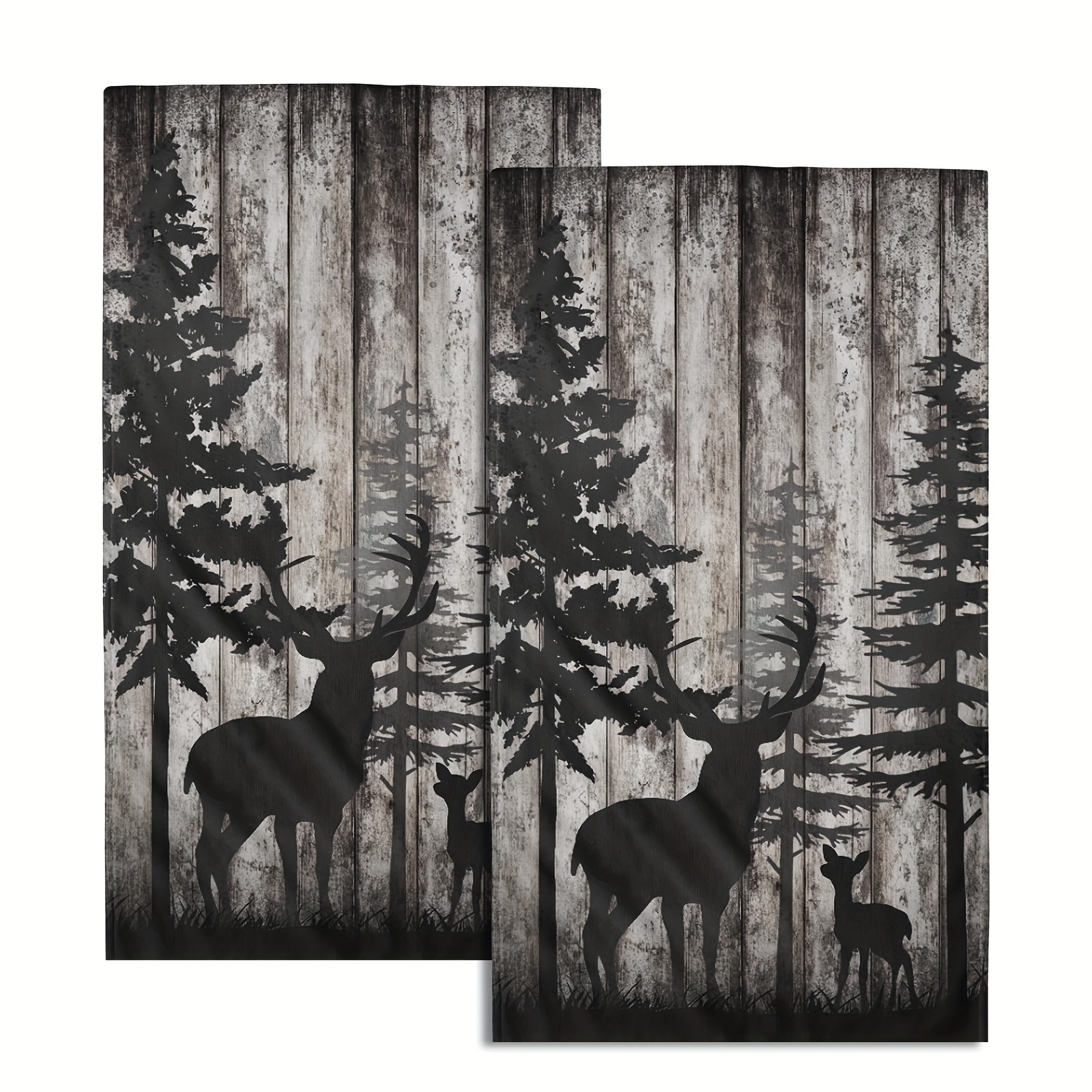 

2pcs Dishcloths, Forest Deer Hand Towels Wildlife Animal Fingertip Towels, Soft Guest Face Towel Bathroom Decorations Tea Dish Towels, 16 X 24 Inch, For Kitchen And Restaurant, Kitchen Supplies