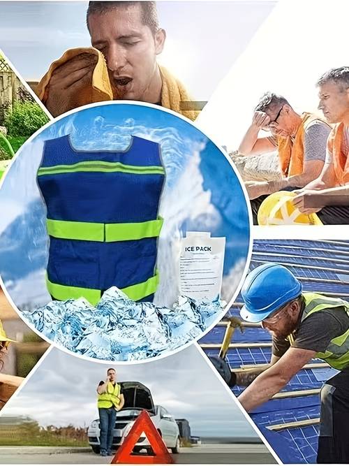 unisex cooling vest with 12 ice pcs and 6 pockets to lower body temperature and stay days