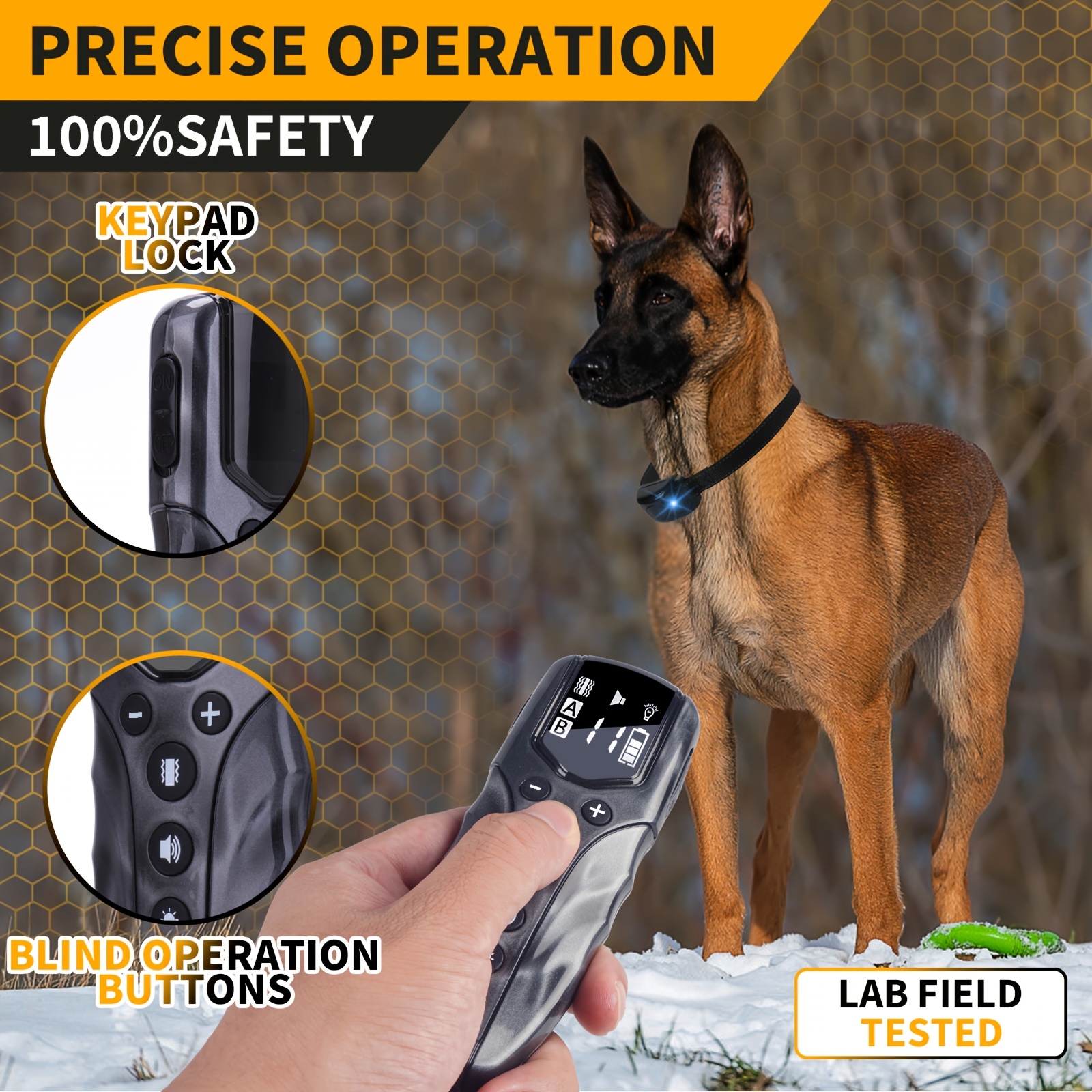 1pc nylon dog training collar with remote 2000ft range usb charging vibration sound training mode rechargeable lithium polymer battery   electric pet collar
