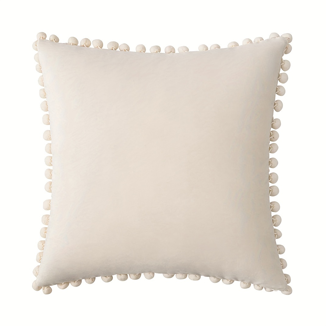 1pc Plush Ball Lace Decorative Pillowcase, Vibrant Elegant Cushion Cover