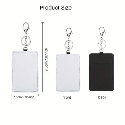 10pcs diy card holders with key rings luggage tags blank sublimation design for gifts unisex white cards with floral patterns black cardholder