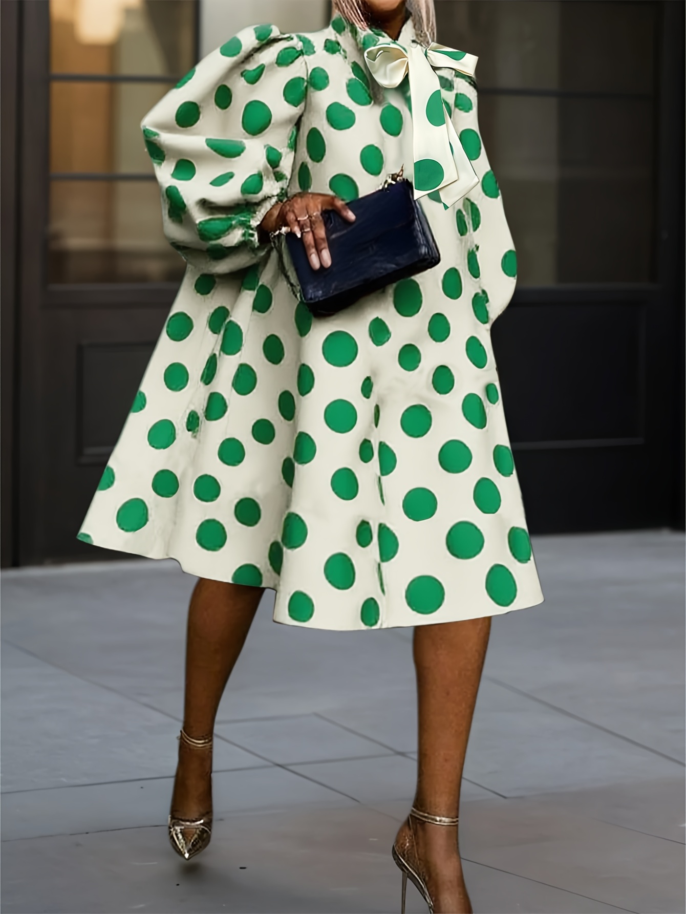 green polka dot dress sold on Temu United States