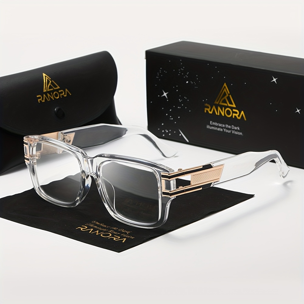 Image of Ranora Vintage Square Glasses With Tortoiseshell Black Frame And Gold-accented Temples, Made Of Lightweight Acetate, Suitable For Men And Women, Wear And Parties, A Great Gift A Set, Without Battery