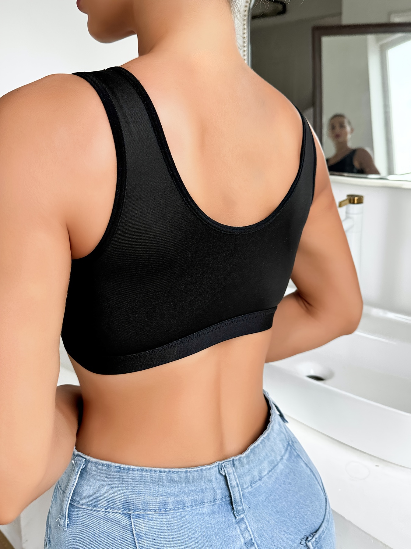 ラウンドネック固体コルセットタンクトップセクシーな花柄レースコントラストメッシュブラジャー女性の下着の詳細 1