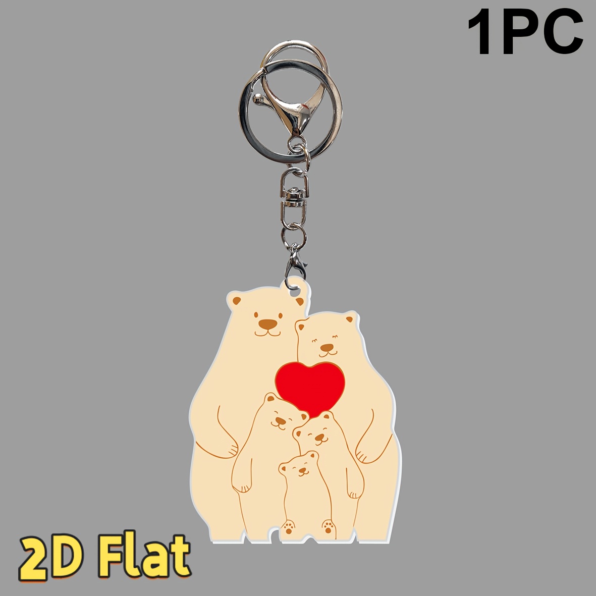 Image of Customized Text Bear Family Keychain Uses A Warm Bear Family As The Design. A Sweet Token For Couples And A Warm Souvenir For Families. Engrave On It