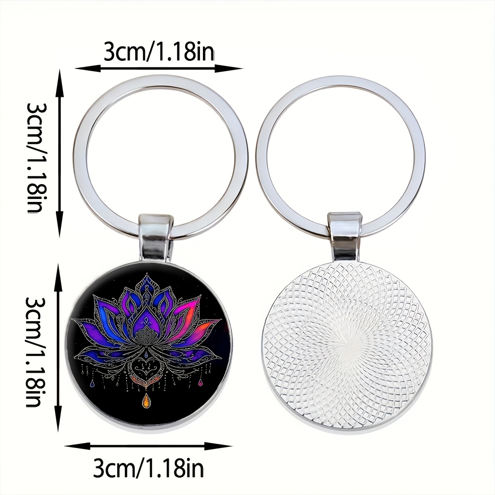 2D Flat Purple Lotus Keychain Gift for Her/Him
