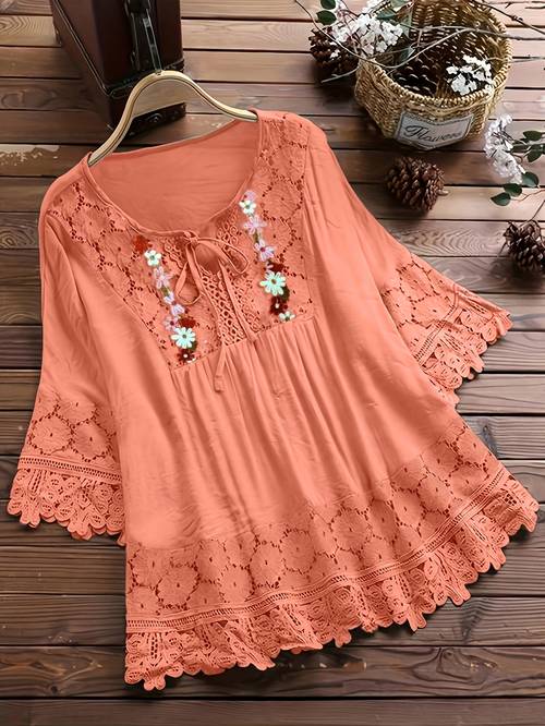 spring summer lace long sleeve womens blouse