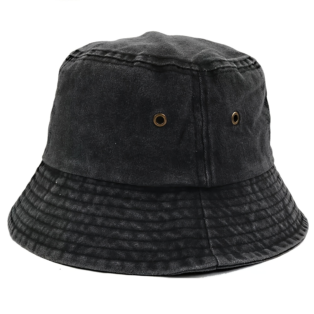 Image of 1pc Vintage Easy Washed Denim Fisherman Hat, Lightweight Versatile Bucket Hat, Unisex, Very Suitable For Beach And Outdoor , For Gifts